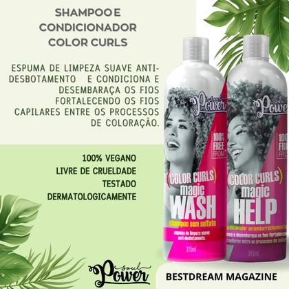 Imagem de Kit Soul Power Color Curls 4 Produtos Linha Completa Vegano Restaurador Cabelos Tingidos Coloridos