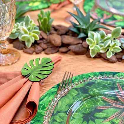 Imagem de Kit Sousplat Completo com Guardanapos e Pg Mesa Posta Folhagem Folhas