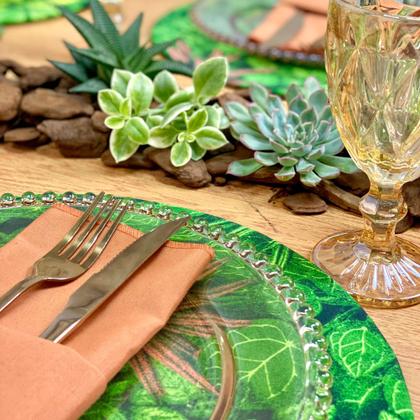 Imagem de Kit Sousplat Completo com Guardanapos e Pg Mesa Posta Folhagem Folhas