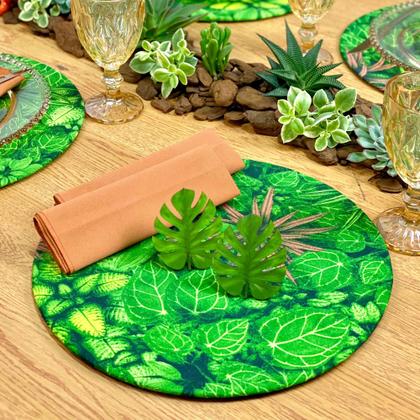 Imagem de Kit Sousplat Completo com Guardanapos e Pg Mesa Posta Folhagem Folhas