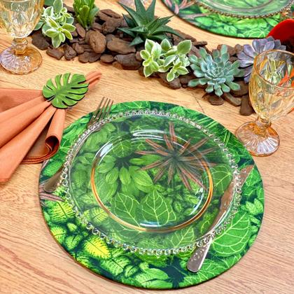 Imagem de Kit Sousplat Completo com Guardanapos e Pg Mesa Posta Folhagem Folhas