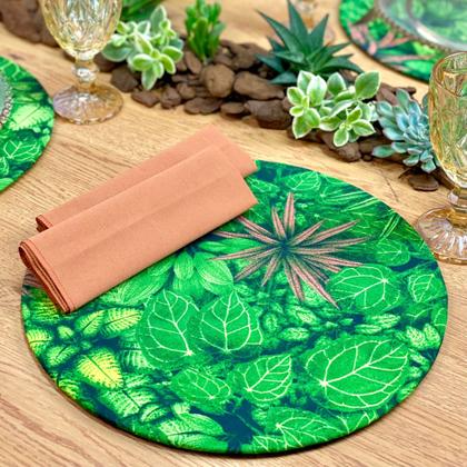 Imagem de Kit Sousplat Completo com Guardanapos e Pg Mesa Posta Folhagem Folhas