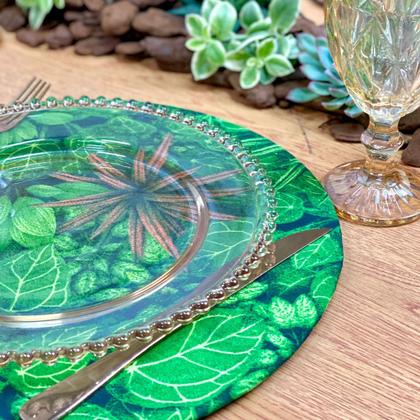 Imagem de Kit Sousplat Completo com Guardanapos e Pg Mesa Posta Folhagem Folhas