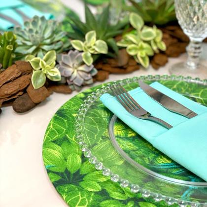 Imagem de Kit Sousplat Completo com Guardanapos e Pg Mesa Posta Folhagem Folhas