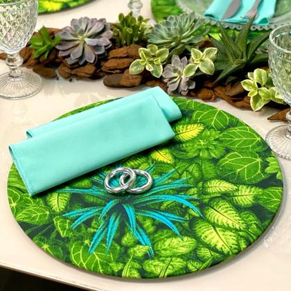 Imagem de Kit Sousplat Completo com Guardanapos e Pg Mesa Posta Folhagem Folhas