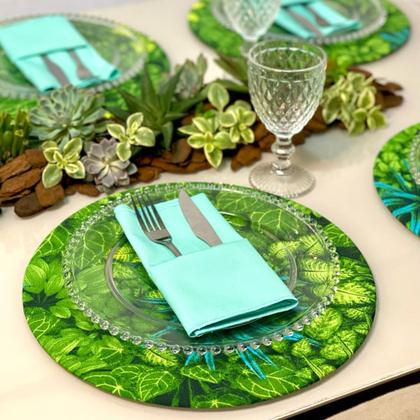 Imagem de Kit Sousplat Completo com Guardanapos e Pg Mesa Posta Folhagem Folhas