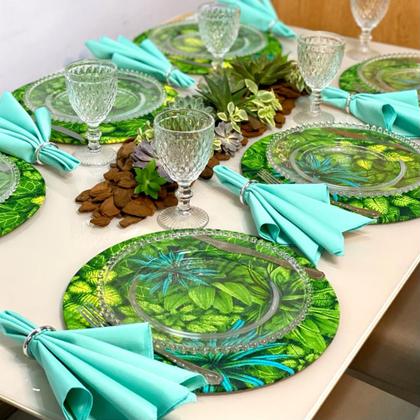 Imagem de Kit Sousplat Completo com Guardanapos e Pg Mesa Posta Folhagem Folhas
