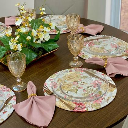 Imagem de Kit Sousplat Completo Dia das Mães Especial Mesa Posta Com Guardanapos e Pg