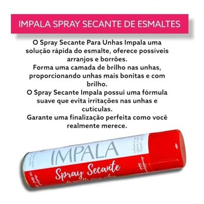 Imagem de Kit Spray Secante Esmalte Para Unhas Impala 400ml - 10 Unidades