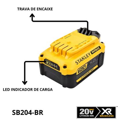Imagem de Kit Stanley SCB244CK-BR  2 Baterias 20V 4Ah e Carregador Bivolt com LED Indicador