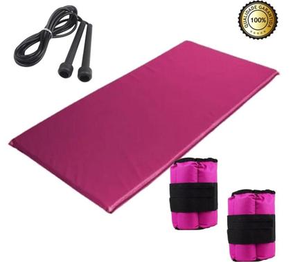 Imagem de Kit Step + Colchonete Academia Rosa + Corda Pular +