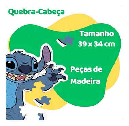 Imagem de Kit Stitch Jogo Quebra Cabeça Disney 60 Peças + Bolsinha