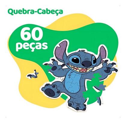 Imagem de Kit Stitch Jogo Quebra Cabeça Disney 60 Peças + Bolsinha