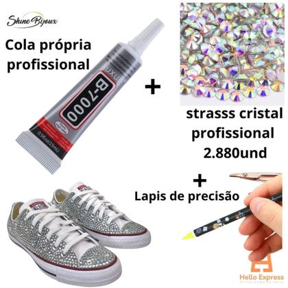 Imagem de Kit Strass para Customizar Tênis e Calçados com cola e lapis de precisão