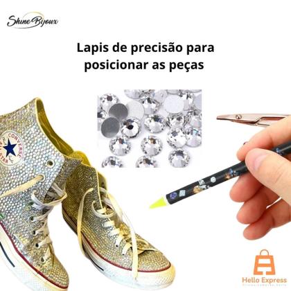 Imagem de Kit Strass para Customizar Tênis e Calçados com cola e lapis de precisão