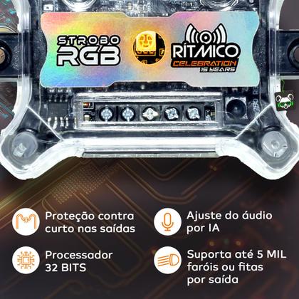 Kit Strobo Automotivo Rítmico e Vu 6 Faróis + Fita Led Edição