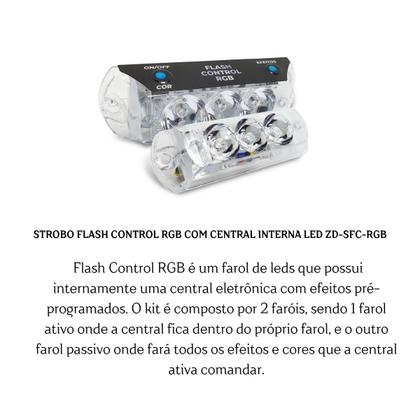 Imagem de Kit Strobo Farol Rgb Colorido Smart Caixa Bob Fácil Instalação Leds Com Central Eletrônica interna