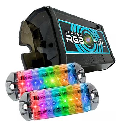 Imagem de Kit Strobo Lite Ajk Digital 2 Faróis Rgb Central Light Led 3w Automotivo