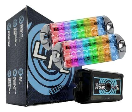 Imagem de Kit Strobo Lite Ajk Digital 2 Faróis Rgb Central Light Led 3w Automotivo