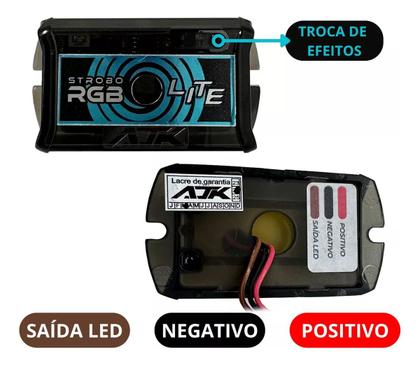 Imagem de Kit Strobo Lite Ajk Digital 2 Faróis Rgb Central Light Led 3w Automotivo