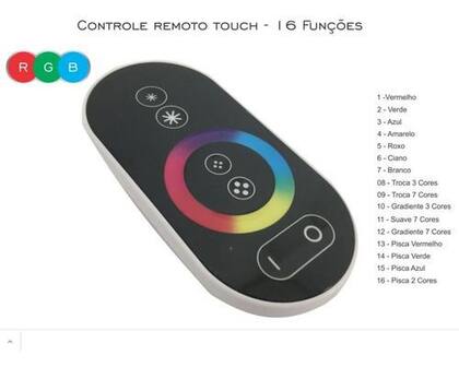Imagem de KIT Super Controle RGB Touch 2.4G Fita LED Luminária Piscina RF 12V 24V 250W