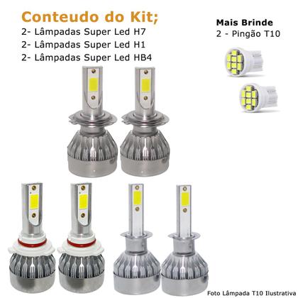 Imagem de Kit Super Led Voyage 2013 a 2016 Farol Duplo Baixo H7 + Alto H1 + Milha HB4 20000 Lumens