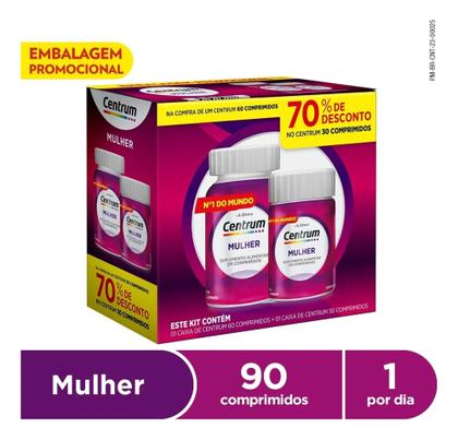 Imagem de Kit Suplemento Alimentar Centrum Mulher 60 Comprimidos + 30 Comprimidos