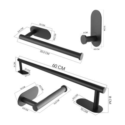 Imagem de Kit Suporte Acessórios Banheiro Lavabo Aço Inox Preto Fosco