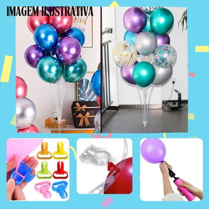 Imagem de Kit Suporte Balão 130m 7 Hastes + 4 Acessório para Decoração