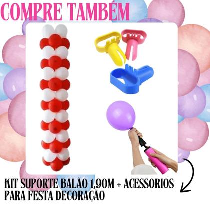 Imagem de Kit Suporte Balão 1,90m + 3 Acessorios para Festa Decoração