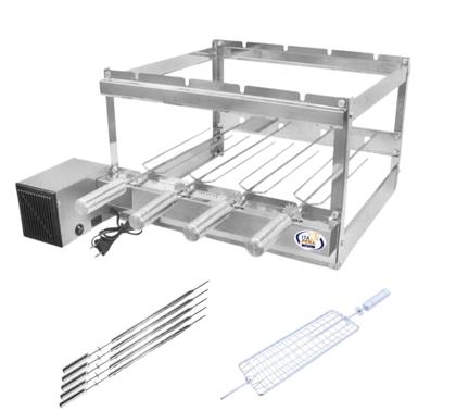 Imagem de Kit Suporte Churrasqueira Tipo Gira Grill Com 4 Espeto Inox Premium Gourmet