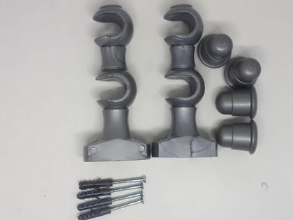 Imagem de Kit Suporte Cortina Duplo para Varão 19/19 mm Titanio (par)