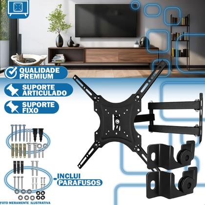 Imagem de Kit Suporte de Tv Articulado 1455 + Suporte Fixo Universal 1370 Polegadas led plasma lcd