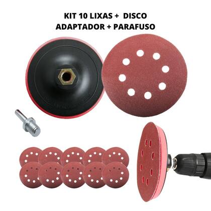 Imagem de Kit Suporte Disco 125mm + 10 Disco de Lixa p/ Furadeira Esmerilhadeira