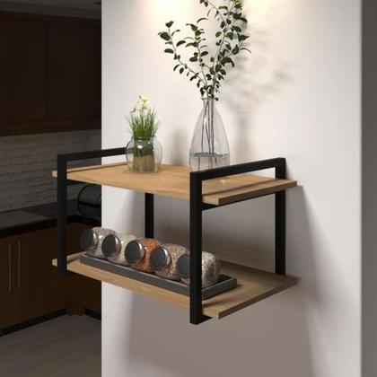 Imagem de Kit Suporte Estilo Industrial Prateleira Nicho Cozinha Sala 2 Pçs