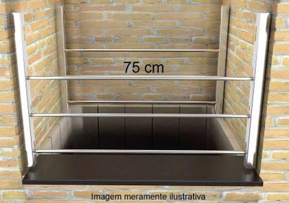 Imagem de Kit Suporte Master Marivent 4 Laterais Inox 6 Barras Alumínio 75 cm para churrasqueira espeto grelha