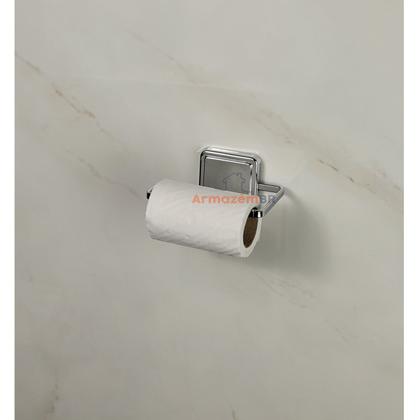 Imagem de Kit Suporte Papel Higiênico Gancho Multiuso Porta Toalha Banheiro Adesivo Dupla Face Cromado - Future