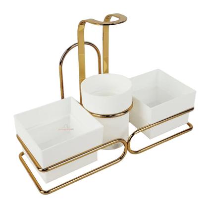 Imagem de Kit Suporte Porta 40 Cápsulas Café Três Corações Organizador Sachês Chás e Mexedores Dourado - Future