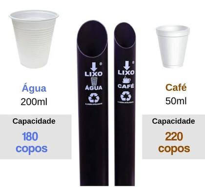 Imagem de Kit Suporte Porta Copo Descartável Água 200ml + Café 50ml + Lixeira Pvc