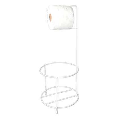 Imagem de Kit Suporte Porta Papel Higiênico Lixeira 5L Cesto Lixo Tampa Basculante Banheiro Branco Rose Gold - AMZ