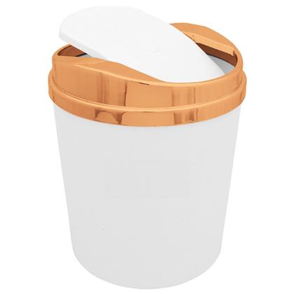 Imagem de Kit Suporte Porta Papel Higiênico Lixeira 5L Cesto Lixo Tampa Basculante Banheiro Branco Rose Gold - AMZ