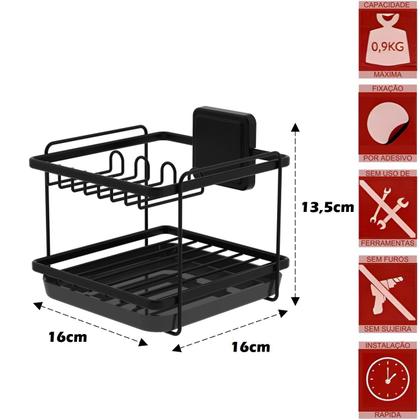 Imagem de Kit Suporte Rolo Papel Toalha Alumínio Porta Detergente Sabão De Cozinha Preto Fosco - Future