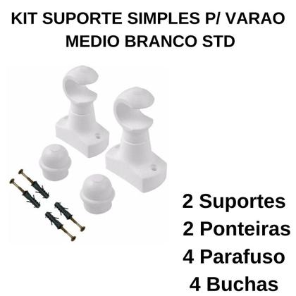 Imagem de Kit Suporte Simples Para Varao Medio Branco