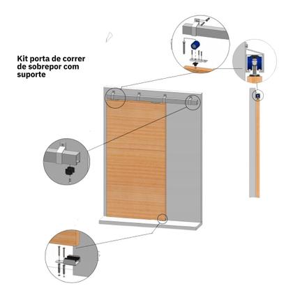 Imagem de Kit Suporte Top Para Porta De Correr Branco 1,4m - TR2R