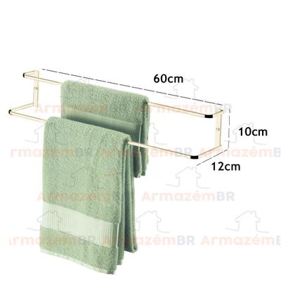 Imagem de Kit Suportes Toalheiros  Porta Toalha Banho Rosto Papel Higiênico Parede Banheiro Dourado - Future 