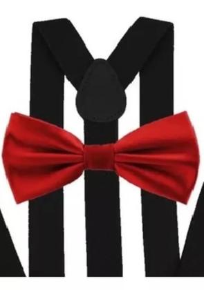 Imagem de Kit Suspensório Preto + Gravata Borboleta Vermelha R:244/247