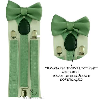 Kit 6 Suspensórios + Gravata Borboleta - Costas Y Ajustável Unissex