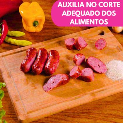 Imagem de Kit Tábua De Corte Madeira Bambu Retangular 33CM Carne Servir Churrasco Frios