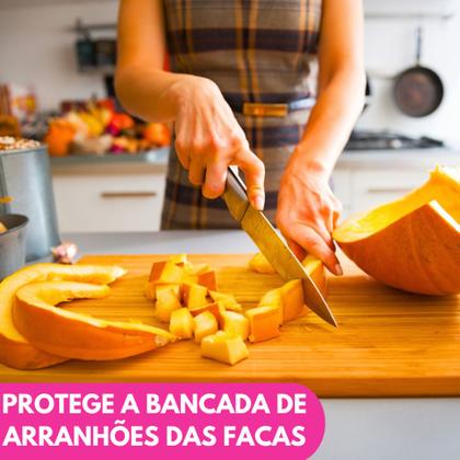 Imagem de Kit Tábua De Corte Madeira Bambu Retangular 33CM Carne Servir Churrasco Frios