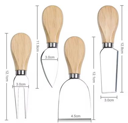 Imagem de Kit Tábua De Frios Queijo Petisqueira Em Bambu Espátulas 04 Peças